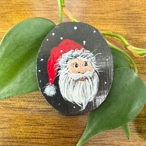 Hand painted Santa Christmas Brooch Pin